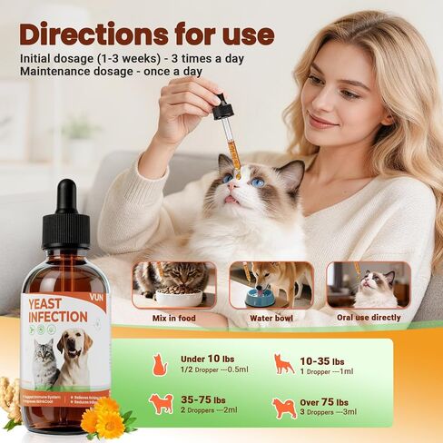 علاج عدوى الخميرة للكلاب والقطط غير الطبيعي إسقاط للجلد الحكة ، والآذان والفكين الاحمرار -الدعم in Kuwait