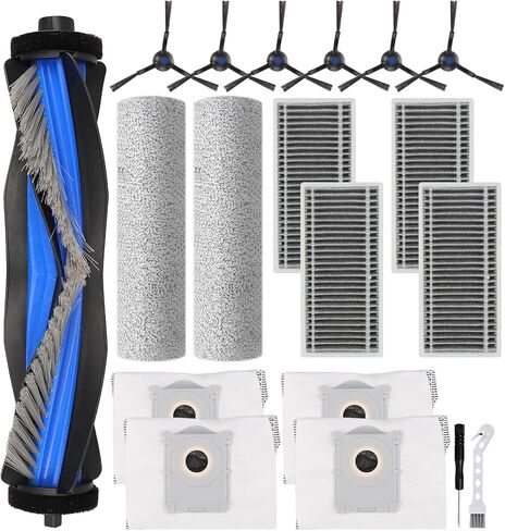 قطع غيار لـ Ecovacs Deebot X8 Pro Omni، ملحقات روبوت X8 Omni لمجموعة مكنسة Yeedi S14 Plus، 1 فرشاة رئيسية، 2 وسادة ممسحة دوارة، 4 مرشحات، 4 أكياس غبار، 6 فرش جانبية، 19 حزمة in Kuwait