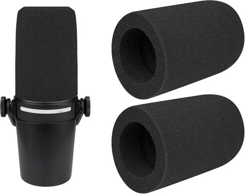 Soulwit 2PCS ميكروفونات البوب ​​مرشح البوب ​​لـ Shure MV7/MV7X ، رغوة الزجاج الأمامي للميكروفون - الأسود in Kuwait
