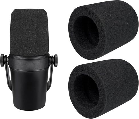 SOULWIT 2Pcs Microphones Pop Filter for Shure MV7/MV7X, Protective Mic Cover Windscreen Foam - Black in Saudi Arabia