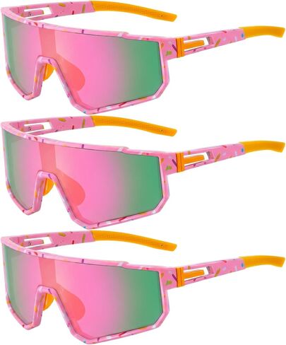 Kingdder 3 Pcs Baseball Ice Cream Drip Sunglasses for Youth Sunglasses for Sport Softball Cycling Baseball Golf in Kuwait
