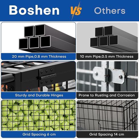 عربة تخزين كبيرة جدًا مقاس 41.7 بوصة من Boshen مع غطاء عجلات قابل للقفل ومقبض قابل للإزالة، تخزين المعدات الرياضية لكرة السلة XXL يحمل ما يصل إلى 36 كرة للمدرسة، النادي، صالة الألعاب الرياضية، المرآب in Kuwait