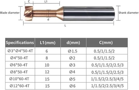 1pcs 4 Flutes T Slot End Mill Cutter 6mm 8mm Shank Integral Tungsten Steel End Mill HRC55 T Slot Milling Cutter CNC Grooving Knife Carbide Router Bits in Kuwait