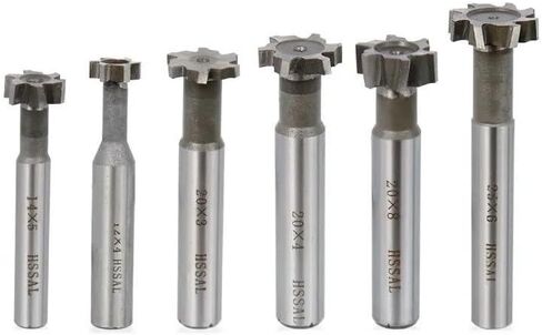 1pcs 6 Flutes T Slot End Mill Milling Cutter 8-32mm Cutting Diameter HSS T Slot Milling Cutter Welded Rough Insert HSS End Mill for Hardness Metal Keyway End Mills(12x3x8x60mm) in Saudi Arabia