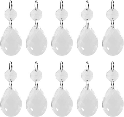 Crystal Glass Prisms Chandelier Pendant with Sun Shine Reflection for DIY Crystal Light Fittings and Highgrade Curtains, Transparent, 10Pcs in Saudi Arabia