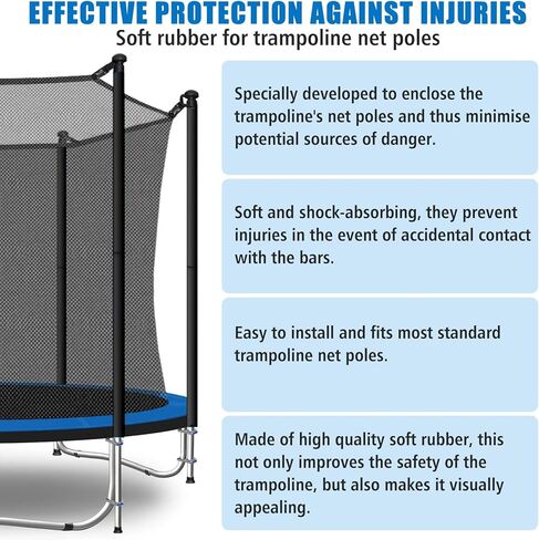 أغطية أعمدة الترامبولين المطاطية، أعمدة بديلة للترامبولين بقطر 1.26 سم، أكمام مطاطية لعمود الترامبولين باللون الأسود لحماية آمنة وملحقات الترامبولين in Kuwait