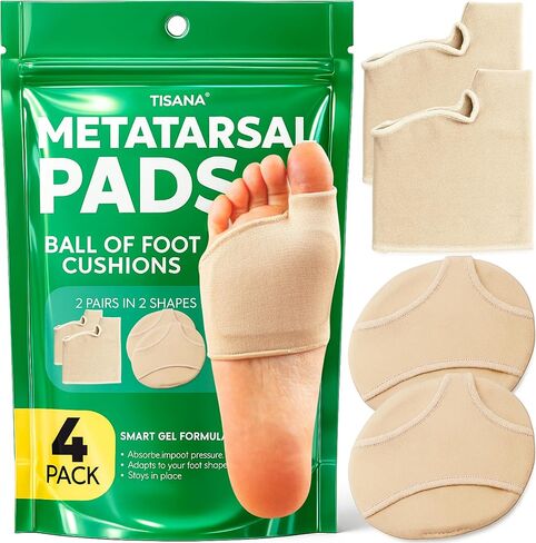 Metatarsal Pads for Women & Men – Gel Ball of Foot Cushions – Bunion & Callus Cushions for Shoes – Toe Sleeves & Foot Brace with Metatarsalgia Insoles, Reusable Forefoot Support (Women US: 6.5–9.5) in Saudi Arabia