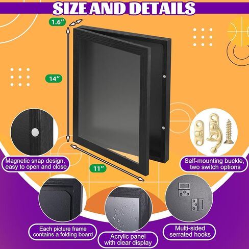 1 Pack T Shirt Frames for Wall Display, 11" x 14" Shadow Box, Wood Jersey Frame Display Case Depth of 1", T-Shirt Frames with 98% UV Protection Acrylic, Display Case for Shirts, Jerseys in Kuwait