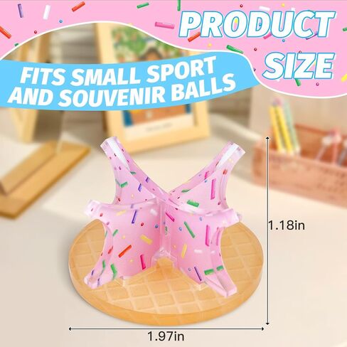 Ice Cream Baseball Holder for Balls - Novelty Baseball Display Stand for Souvenirs & Autographed Balls - Cute Desktop Baseball Case Decor for Boys Room & Kids Gifts, Single Ball Support in Saudi Arabia