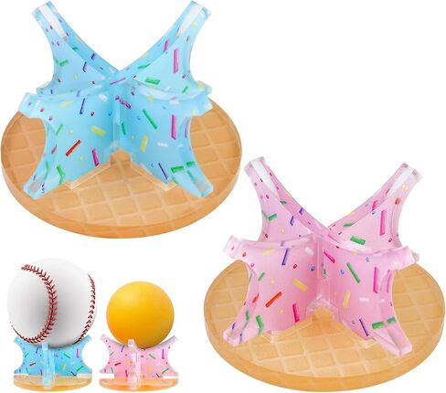 Ice Cream Baseball Holder for Balls - Novelty Baseball Display Stand for Souvenirs & Autographed Balls - Cute Desktop Baseball Case Decor for Boys Room & Kids Gifts, Single Ball Support in Saudi Arabia