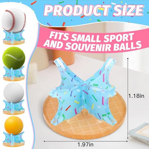 Ice Cream Baseball Holder for Balls - Novelty Baseball Display Stand for Souvenirs & Autographed Balls - Cute Desktop Baseball Case Decor for Boys Room & Kids Gifts, Single Ball Support in Saudi Arabia