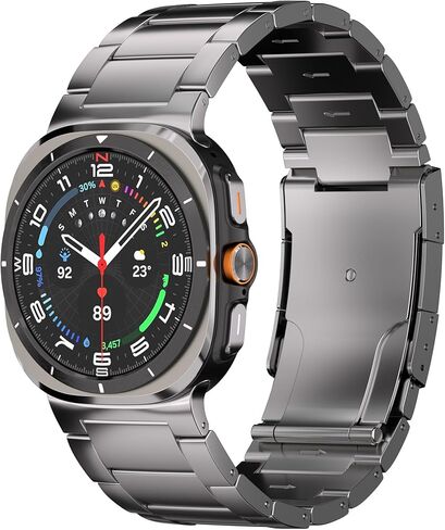 شريط التيتانيوم متوافق مع Samsung Galaxy Watch Ultra 47mm - من الدرجة الثانية حزام معدني مع مشبك قابلة للطي وطلاء DLC مقاوم للخدش ، مقاوم للماء وحجم واحد يناسب الجميع in Kuwait