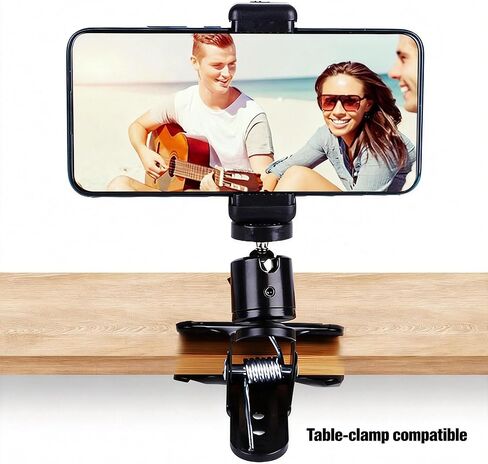 حامل هاتف بمشبك رأس جيتار قابل للتعديل، حامل هاتف ذكي قابل للدوران 360 درجة للجيتار والباس، ملحقات هاتف عالمية، أسود in Kuwait