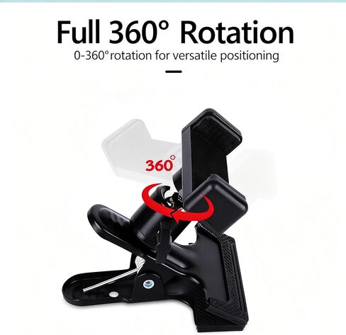 حامل هاتف بمشبك رأس جيتار قابل للتعديل، حامل هاتف ذكي قابل للدوران 360 درجة للجيتار والباس، ملحقات هاتف عالمية، أسود in Kuwait