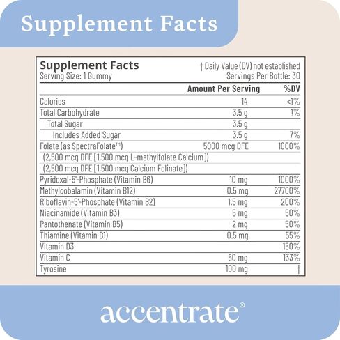 التركيز على الصمغ العصبي للأطفال | يدعم الانتباه والمزاج | حمض الفولينيك والميثيلفولات | مركب فيتامين ب الكامل مع SpectraFolate™ | ملحق MTHFR | لا يوجد مكونات صناعية | 30 علكة in Kuwait