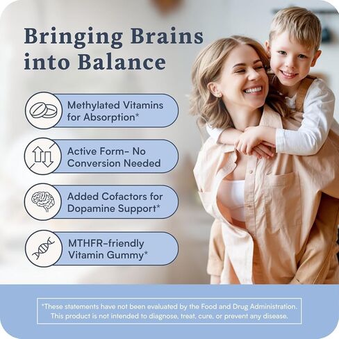 التركيز على الصمغ العصبي للأطفال | يدعم الانتباه والمزاج | حمض الفولينيك والميثيلفولات | مركب فيتامين ب الكامل مع SpectraFolate™ | ملحق MTHFR | لا يوجد مكونات صناعية | 30 علكة in Kuwait