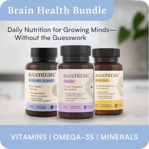 التركيز على الصمغ العصبي للأطفال | يدعم الانتباه والمزاج | حمض الفولينيك والميثيلفولات | مركب فيتامين ب الكامل مع SpectraFolate™ | ملحق MTHFR | لا يوجد مكونات صناعية | 30 علكة in Kuwait