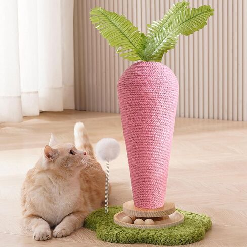 شجرة خدش Cat Post Cat ، 32 '' 'Tall Palm Cat Scratcher Tower مع لعبة Dating Durntable Dathable Date Date ، Sisal Rope Cat scratcher مع كرة تفاعلية للقطط البالغة في داخلي. in Kuwait