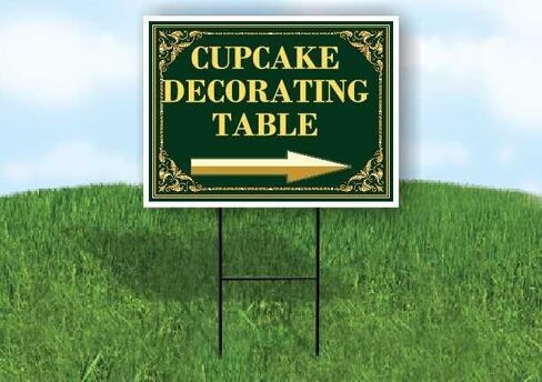 Cupcake Decorating Table St. Patrick'S Day Irish Clover Fancy Gold Up Arrows A-Frame Single Sided 23x23 in. sign in Saudi Arabia