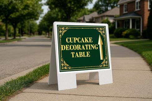 Cupcake Decorating Table St. Patrick'S Day Irish Clover Fancy Gold Up Arrows A-Frame Single Sided 23x23 in. sign in Saudi Arabia