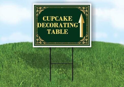 Cupcake Decorating Table St. Patrick'S Day Irish Clover Fancy Gold Up Arrows A-Frame Single Sided 23x23 in. sign in Saudi Arabia