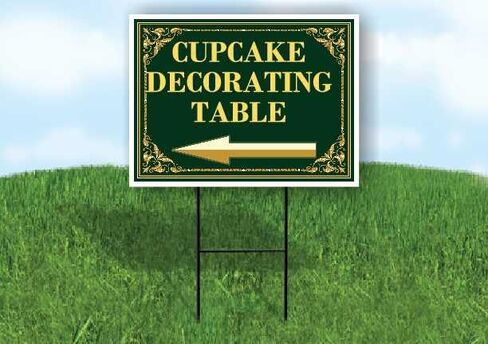 Cupcake Decorating Table St. Patrick'S Day Irish Clover Fancy Gold Up Arrows A-Frame Single Sided 23x23 in. sign in Saudi Arabia