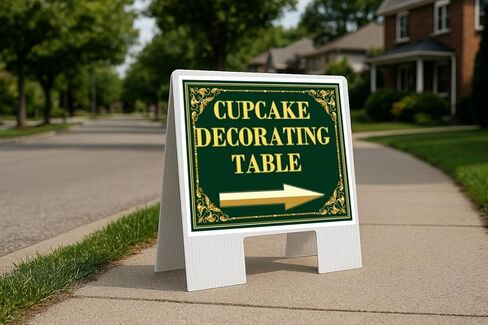 Cupcake Decorating Table St. Patrick'S Day Irish Clover Fancy Gold Up Arrows A-Frame Single Sided 23x23 in. sign in Saudi Arabia