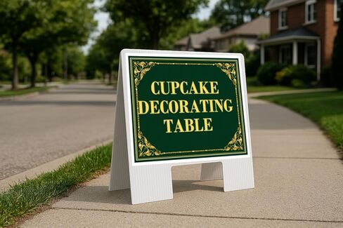Cupcake Decorating Table St. Patrick'S Day Irish Clover Fancy Gold Up Arrows A-Frame Single Sided 23x23 in. sign in Saudi Arabia