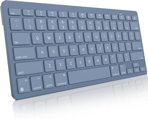 لوحة مفاتيح Omoton اللاسلكية لـ Mac/Macbook Pro/Air ، 14 اختصارات وسائط ، تصميم نحيف ومحمول ، لوحة مفاتيح Bluetooth مستقرة ، Silverwhite in Kuwait