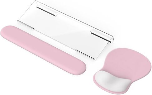 iCasso Keyboard Wrist Rest,Ergonomic Mouse Pad with Wrist Support,Acrylic Clear Keyboard Stand for Desktop,Non-Slip Mousepad Set for Office Home Gaming (Green) in Saudi Arabia