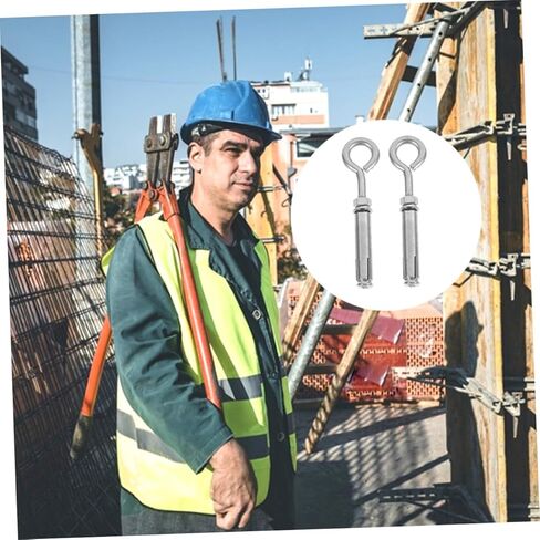 Garneck 2pcs Heavy Duty Stainless Steel Expansion Screws Eye Bolts Concrete Wall Anchors for Securely Hanging Cables Railing and More in Kuwait