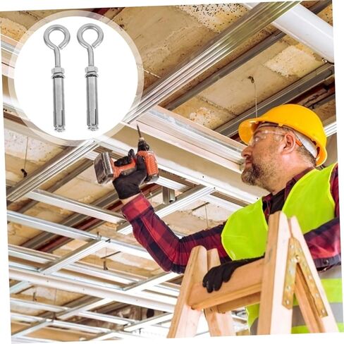 Garneck 2pcs Heavy Duty Stainless Steel Expansion Screws Eye Bolts Concrete Wall Anchors for Securely Hanging Cables Railing and More in Kuwait