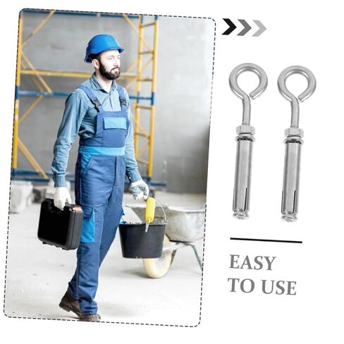 Garneck 2pcs Heavy Duty Stainless Steel Expansion Screws Eye Bolts Concrete Wall Anchors for Securely Hanging Cables Railing and More in Kuwait