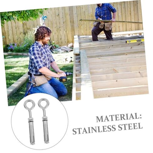 Garneck 2pcs Heavy Duty Stainless Steel Expansion Screws Eye Bolts Concrete Wall Anchors for Securely Hanging Cables Railing and More in Kuwait