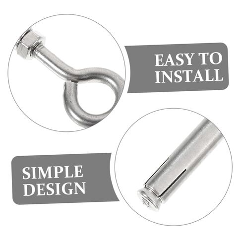 Garneck 2pcs Heavy Duty Stainless Steel Expansion Screws Eye Bolts Concrete Wall Anchors for Securely Hanging Cables Railing and More in Kuwait