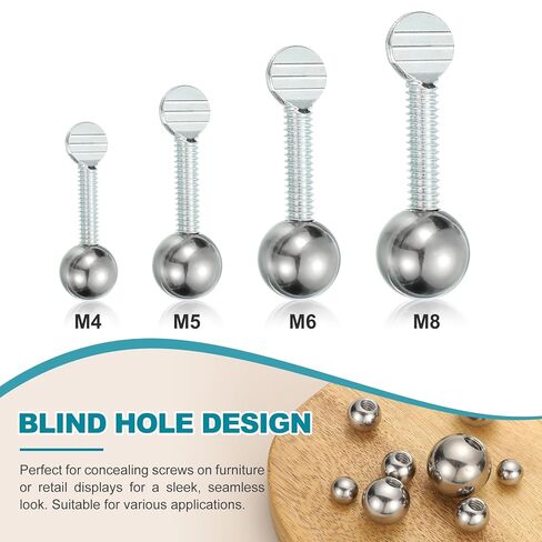 PATIKIL 12pcs M6 x 15mm Ball Nuts Knob, 304 Stainless Steel Round Solid Silver Light Fixture Decorative Screw Cap Cover Machinery Hardware in Saudi Arabia