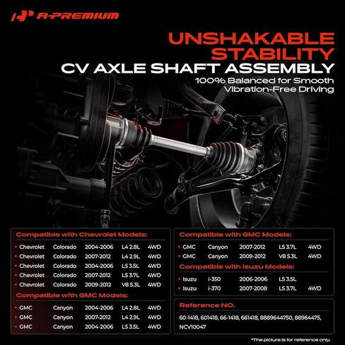 A-Premium Pair (2) Front CV Axle Shaft Assembly Compatible with Chevrolet Colorado 2004-2012 & GMC Canyon 2004-2012 & Isuzu i-350 2006, i-370 2007-2008, Driver and Passenger Side, Replace# 88964475 in Kuwait