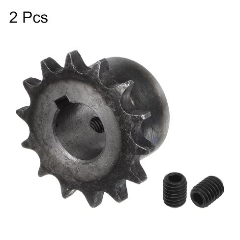 uxcell 2pcs ISO/DIN 06B-1 Roller Chain Sprocket B Type 17mm Bore, 3/8" Pitch, A3-Steel Single Strand Roller Sprocket Hardened 14 Tooth in Saudi Arabia