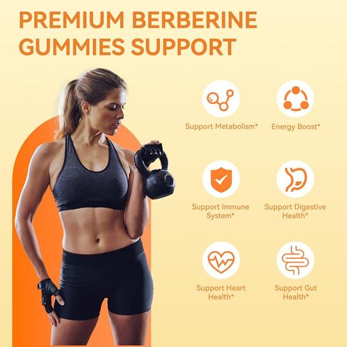 Berberine Gummies 1200mg, High Potency Berberine Supplement with Ceylon Cinnamon for Immune System & Metabolism Support, Sugar Free, Vegan, Pineapple Flavor, 60 Count in Saudi Arabia