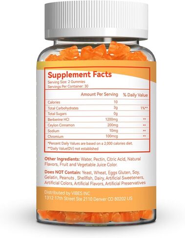 Berberine Gummies 1200mg, High Potency Berberine Supplement with Ceylon Cinnamon for Immune System & Metabolism Support, Sugar Free, Vegan, Pineapple Flavor, 60 Count in Saudi Arabia
