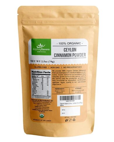 Ceylon Flavors Fresh and Pure USDA Certified Organic Premuim grade Real Ceylon Cinnamon Powder 2.5oz (70g) in Saudi Arabia