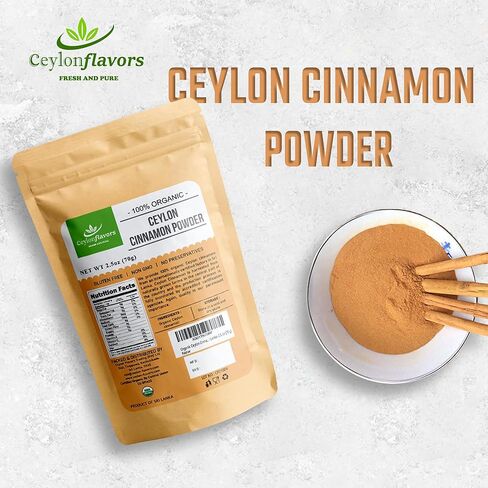 Ceylon Flavors Fresh and Pure USDA Certified Organic Premuim grade Real Ceylon Cinnamon Powder 2.5oz (70g) in Saudi Arabia