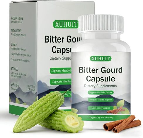 كبسولات البطيخ المر مع خلاصة القرفة | يدعم الصحة الأيضية والحيوية | نباتي، غير معدل وراثيًا، 45 كبسولة (01) in Kuwait