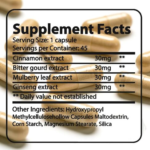 كبسولات البطيخ المر مع خلاصة القرفة | يدعم الصحة الأيضية والحيوية | نباتي، غير معدل وراثيًا، 45 كبسولة (01) in Kuwait