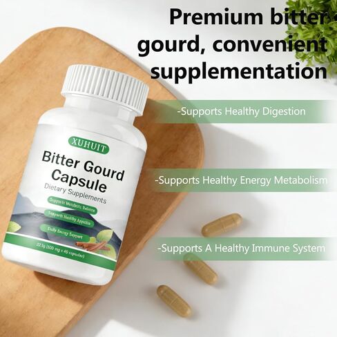 كبسولات البطيخ المر مع خلاصة القرفة | يدعم الصحة الأيضية والحيوية | نباتي، غير معدل وراثيًا، 45 كبسولة (01) in Kuwait