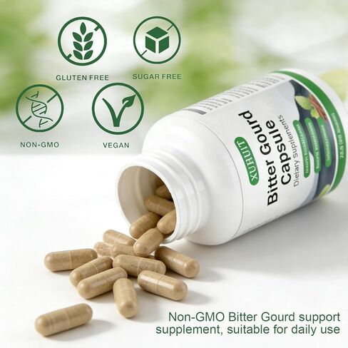 كبسولات البطيخ المر مع خلاصة القرفة | يدعم الصحة الأيضية والحيوية | نباتي، غير معدل وراثيًا، 45 كبسولة (01) in Kuwait