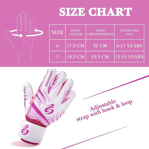 Linkidea Youth Soccer Gloves, Size 6 Goalkeeper Gloves with Anti-Slip Latex Palms Fits Kids Youth, Durable Finger Saves Goalie Gloves for Game or Training (Pink) in Saudi Arabia