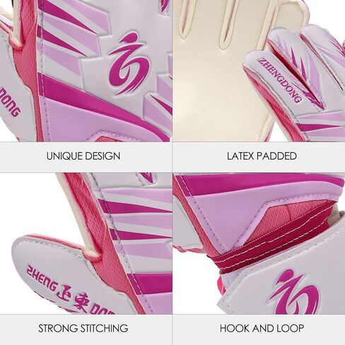 Linkidea Youth Soccer Gloves, Size 6 Goalkeeper Gloves with Anti-Slip Latex Palms Fits Kids Youth, Durable Finger Saves Goalie Gloves for Game or Training (Pink) in Saudi Arabia