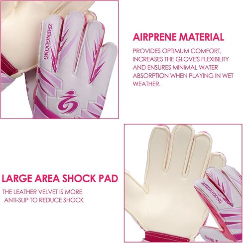 Linkidea Youth Soccer Gloves, Size 6 Goalkeeper Gloves with Anti-Slip Latex Palms Fits Kids Youth, Durable Finger Saves Goalie Gloves for Game or Training (Pink) in Saudi Arabia