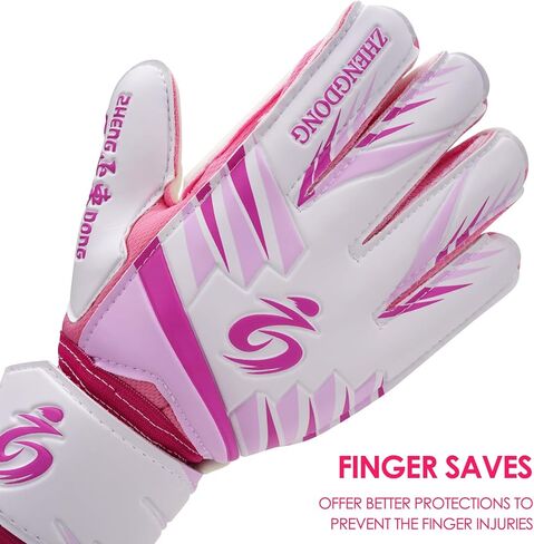 Linkidea Youth Soccer Gloves, Size 6 Goalkeeper Gloves with Anti-Slip Latex Palms Fits Kids Youth, Durable Finger Saves Goalie Gloves for Game or Training (Pink) in Saudi Arabia